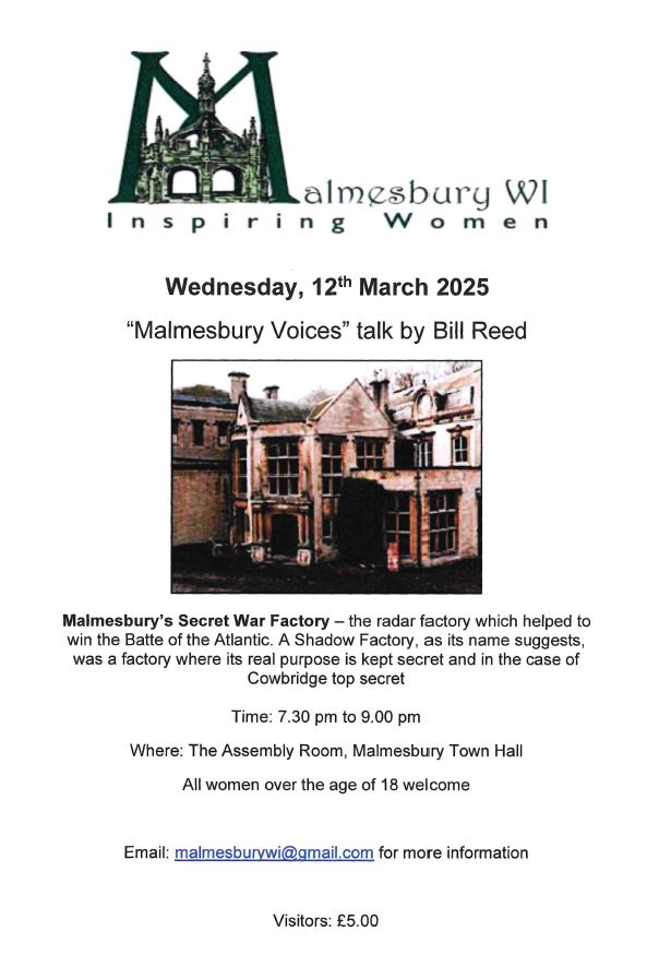 Malmesbury WI March Meeting -"Malmesbury Voices" Talk by Bill Reed